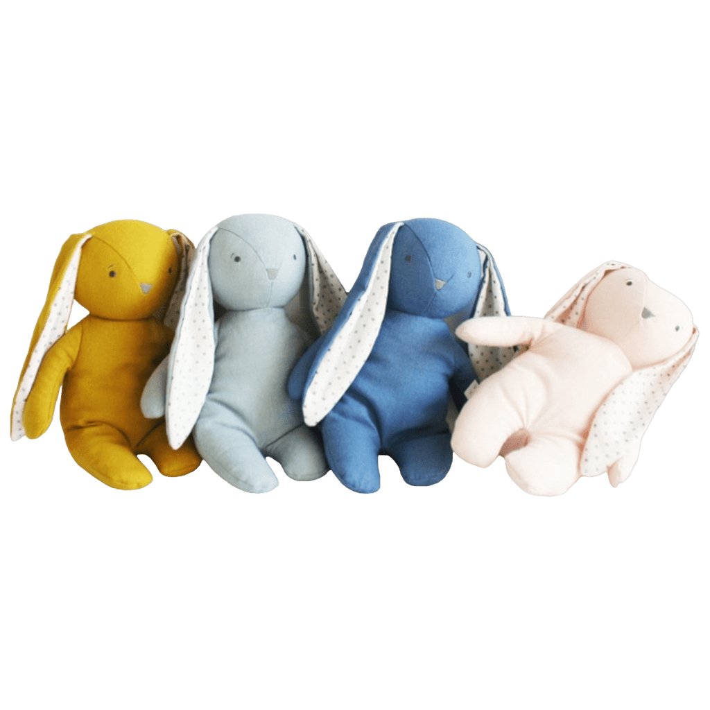 Products Blue Linen Personalised Alimrose Floppy Bunny personalise with embroidery name