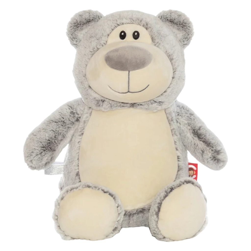 Personalised Grey bear Cubby  Teddy personalise name with embroidery