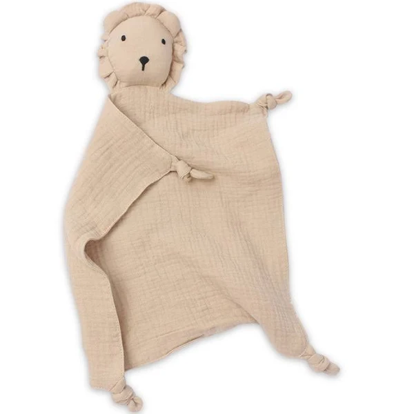 Beige Muslin Lion Baby Comforter personalise child name with embroidery