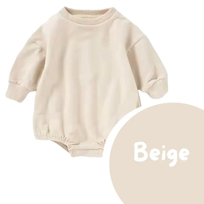 Beige Romper that can be personalised with baby or child name embroidery