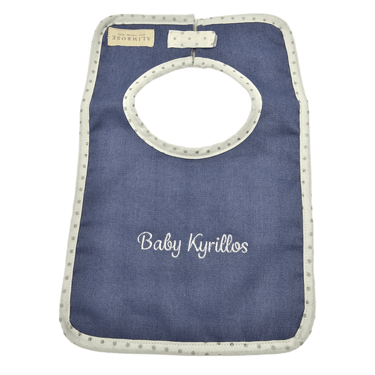 Blue Alimrose Bobby Newborn Baby Bibs personalise with embroidery