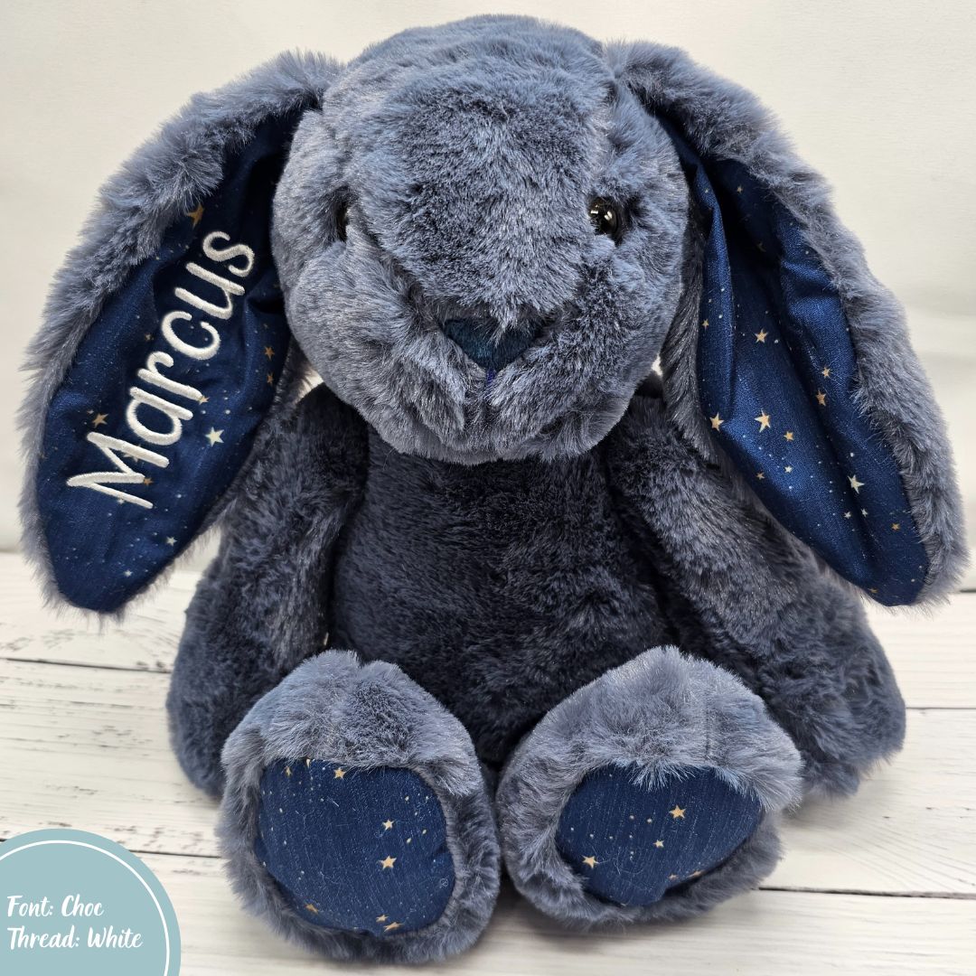 Blue easter bunny personalised with child name embroidery 
