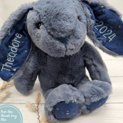 Blue easter bunny personalised with child name embroidery 