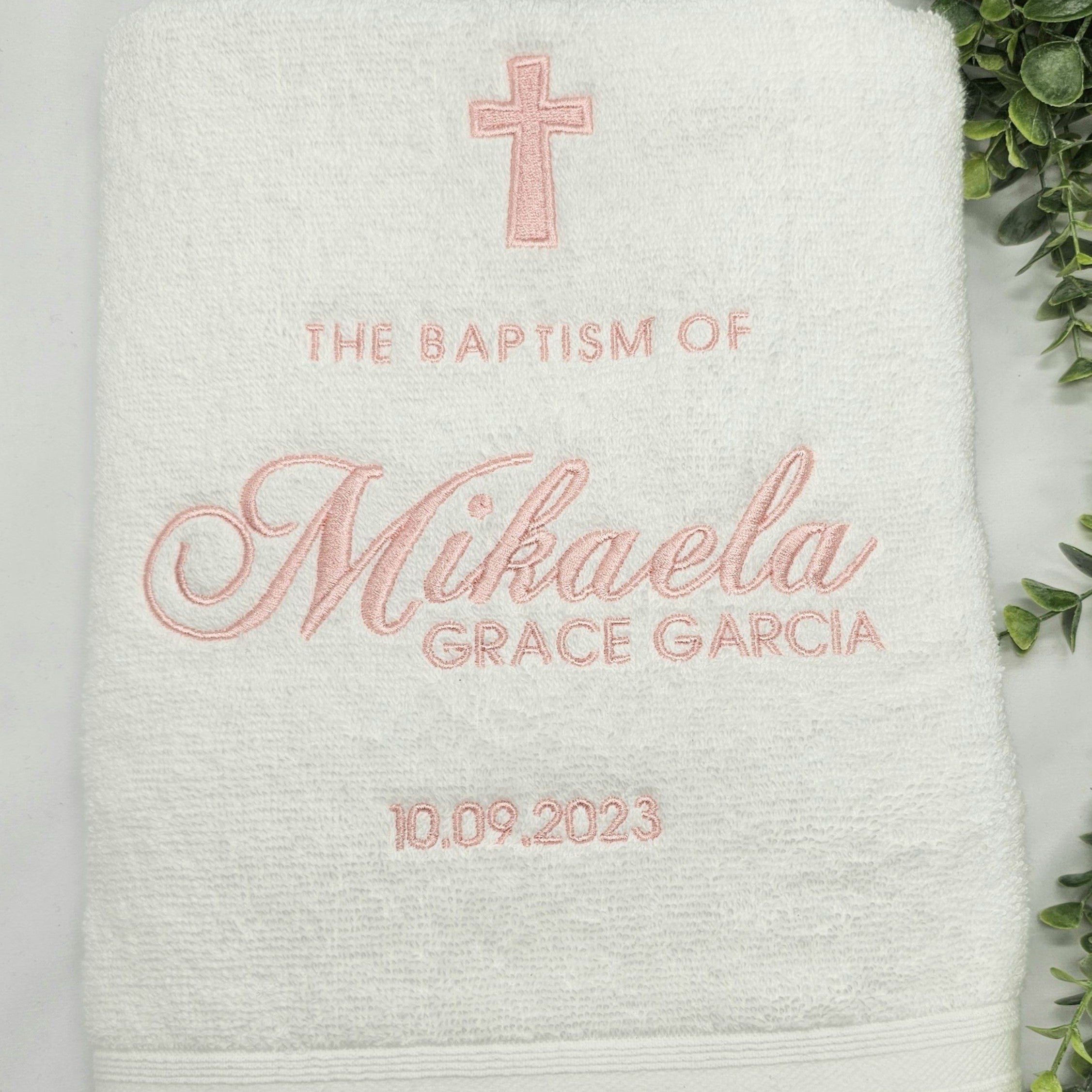 Christening discount towel personalized