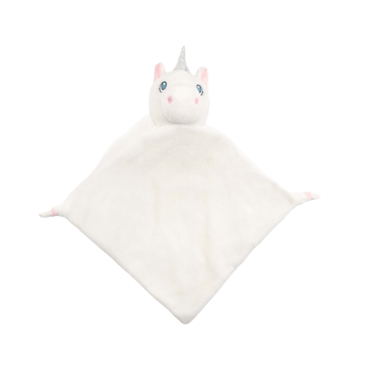 newborn and baby white unicorn comforter personalise child name with embroidery