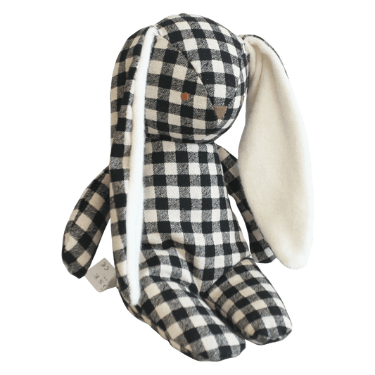 Black Check Personalised Alimrose Floppy Bunny personalise baby name with embroidery