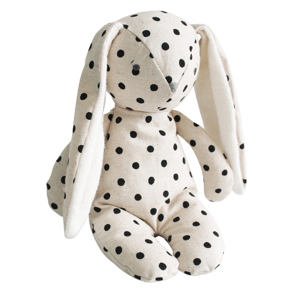 Black spotty Personalised Alimrose Floppy Bunny personalise baby name with embroidery