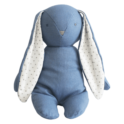 Products Blue Linen Personalised Alimrose Floppy Bunny personalise with embroidery