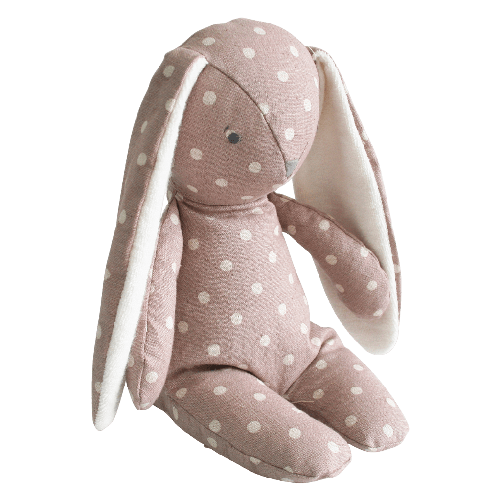 Dusty Pink Spotty Personalised Alimrose Floppy Bunny