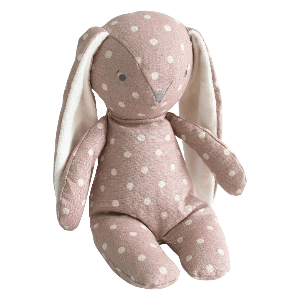 Dusty Pink Spotty Personalised Alimrose Floppy Bunny