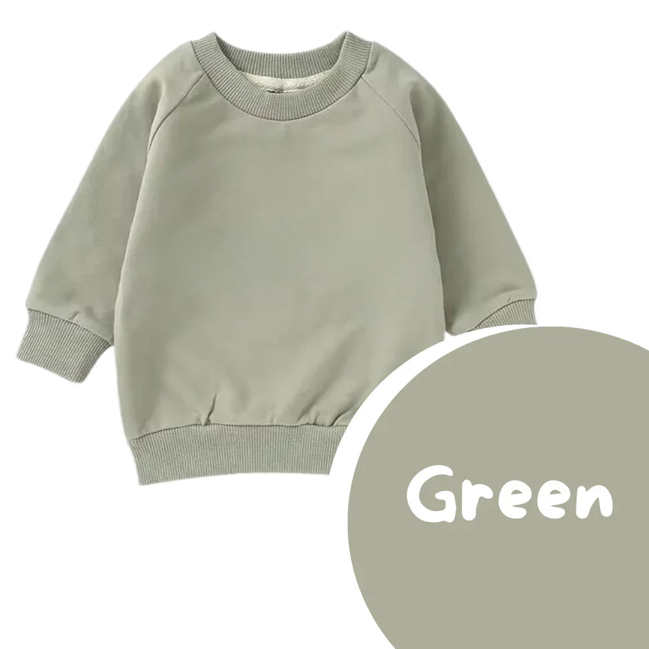 khaki green  baby and toddler crewneck jumper