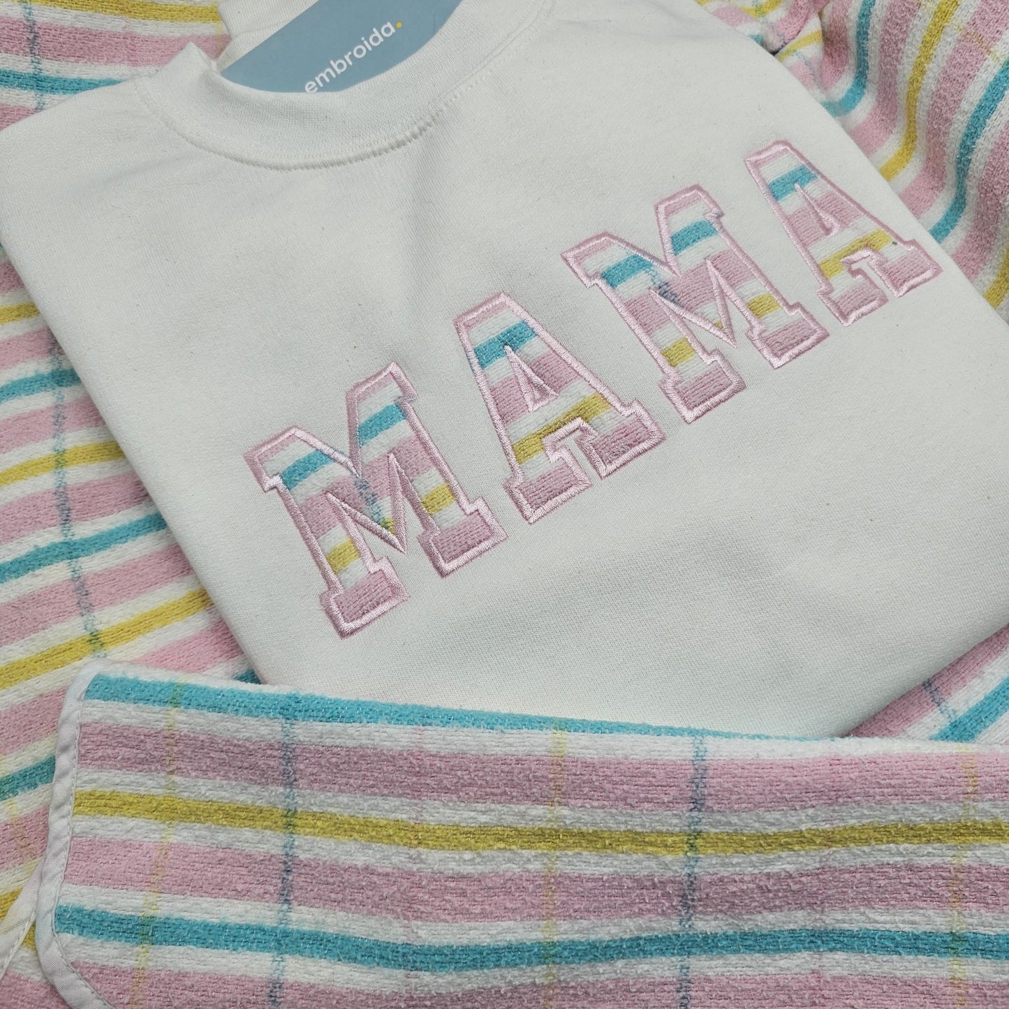 MAMA Memory Sweater made from babies clothing embroidered