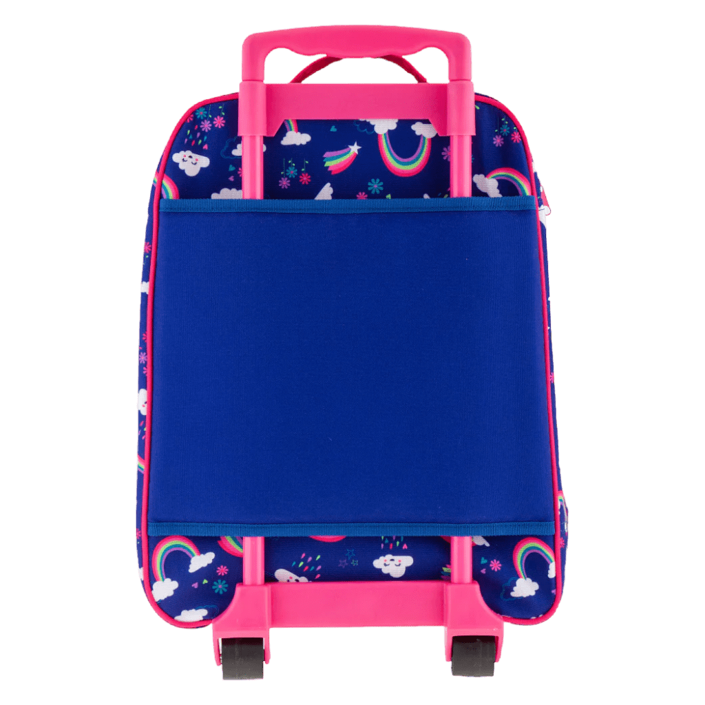 Kids children Rainbow print rolling luggage bag personalise front with embroidery