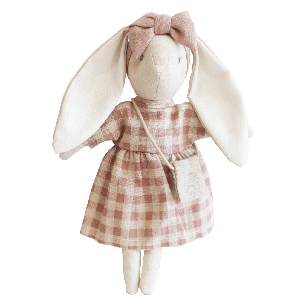 Alimrose baby mini sophia girl pink check dress bunny personalise child name with embroidery