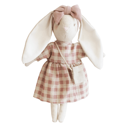 Alimrose baby mini sophia girl pink check dress bunny personalise child name with embroidery