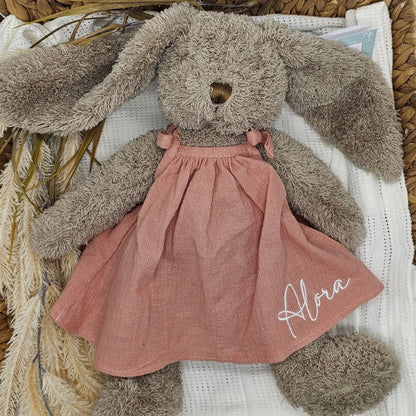Nana Huchy Mrs Honey Bunny with dusty pink dress personalise with embroidered name