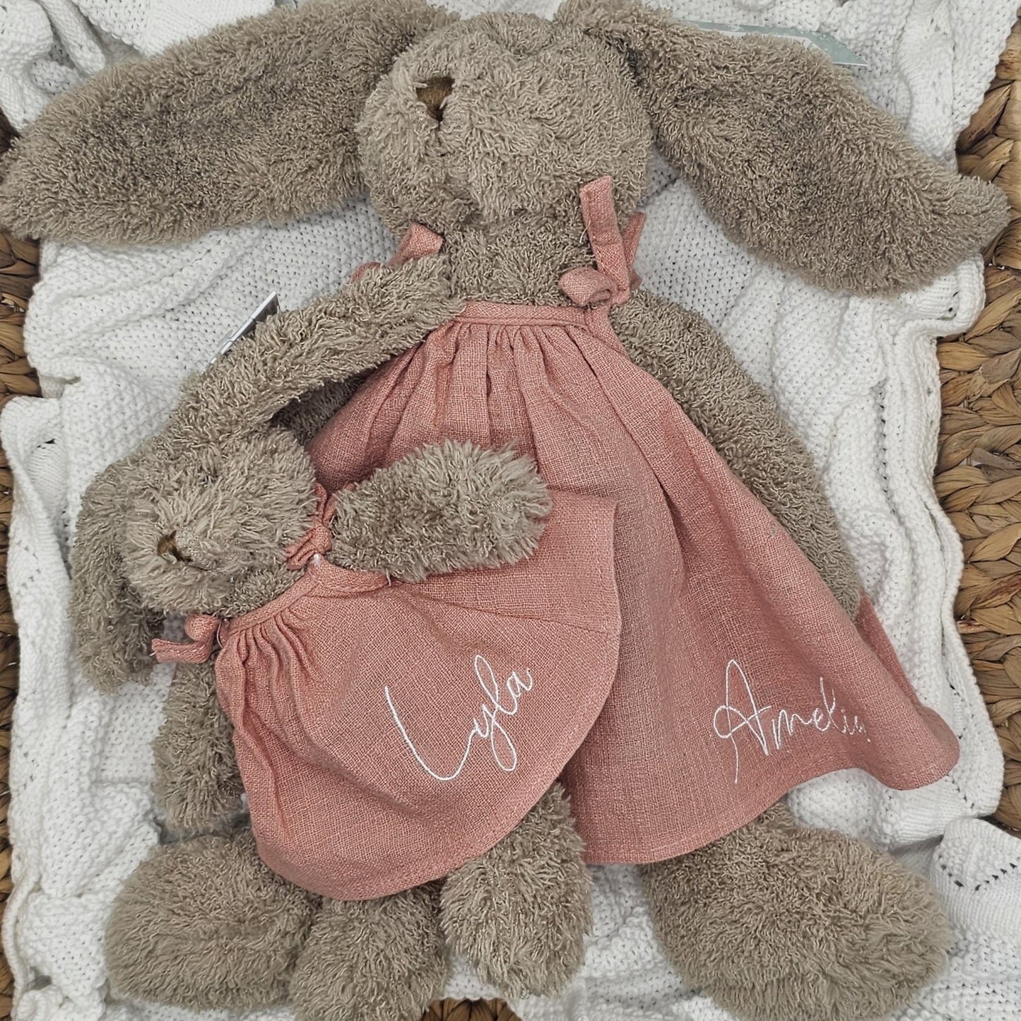 Dusty Pink Baby Girl Honey Bunny Personalised Name