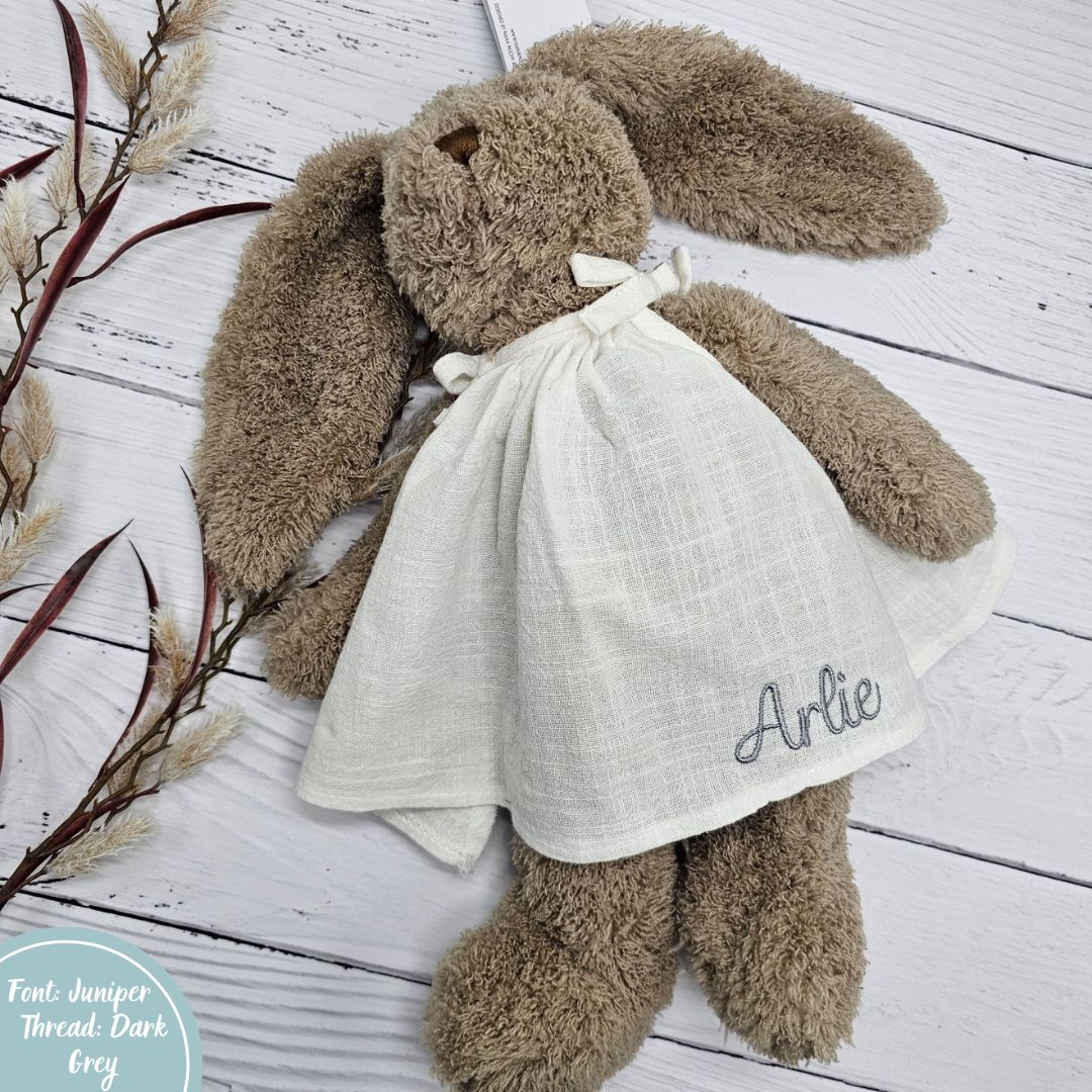 White Mrs Honey Bunny personalised with name embroidery for kids easter gift