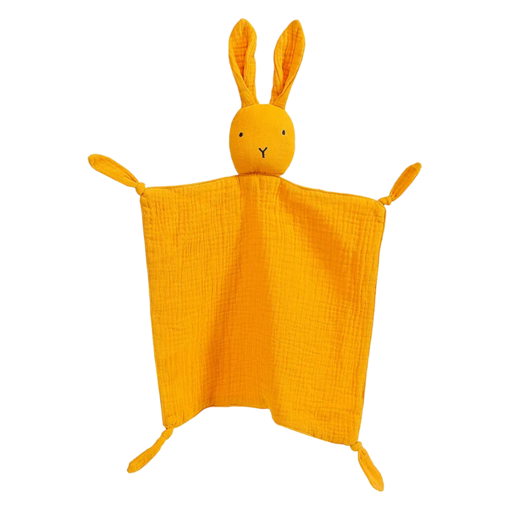 Personalised Mustard Bunny Muslin Baby Comforter