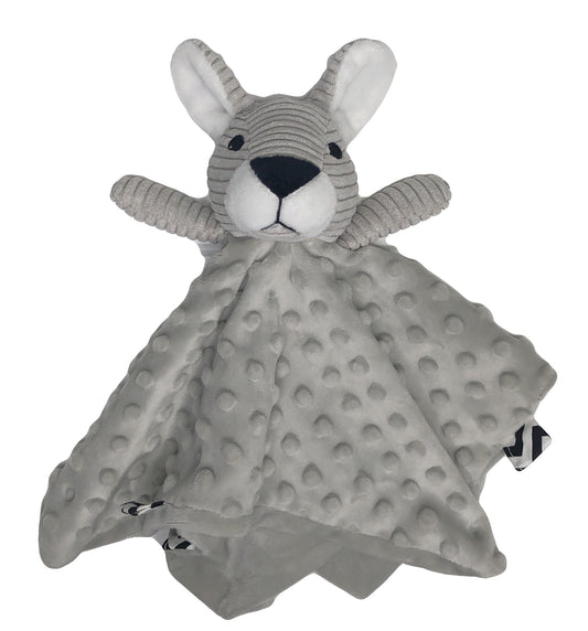 Minky Grey Kangaroo Personalised Baby Comforter