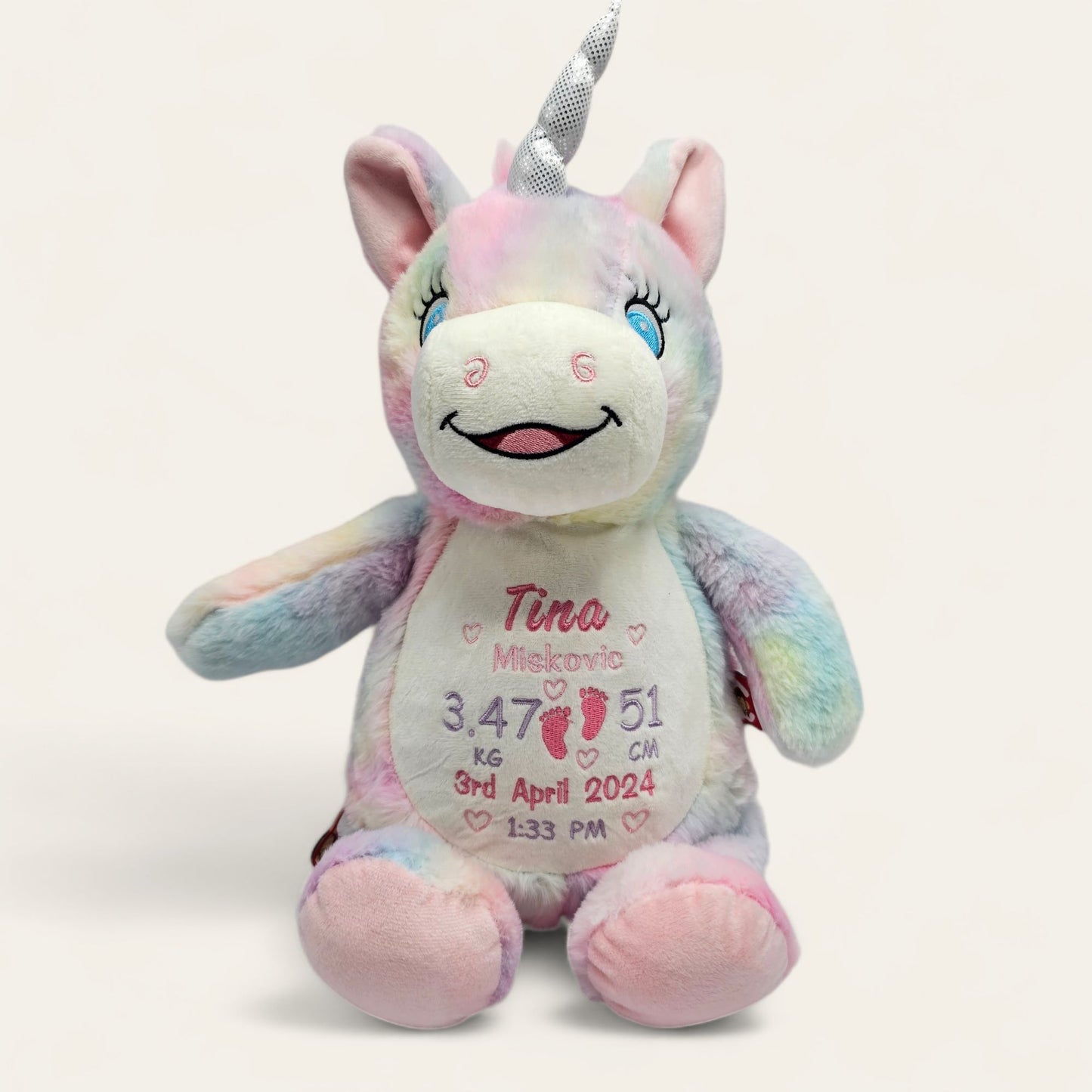 Personalised Pastel Unicorn teddy