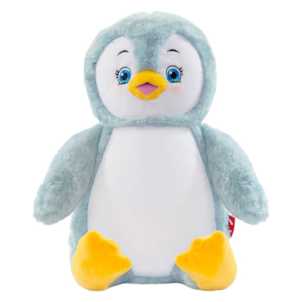 Personalised Blue Penguin Cubby Teddy personalise name with embroidery