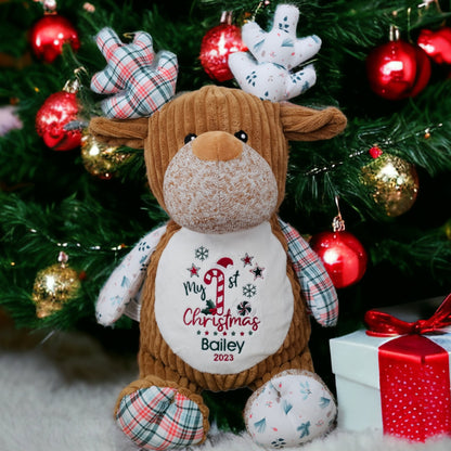 winter wanderland teddy 1st christmas candy cane embroidered with baby name