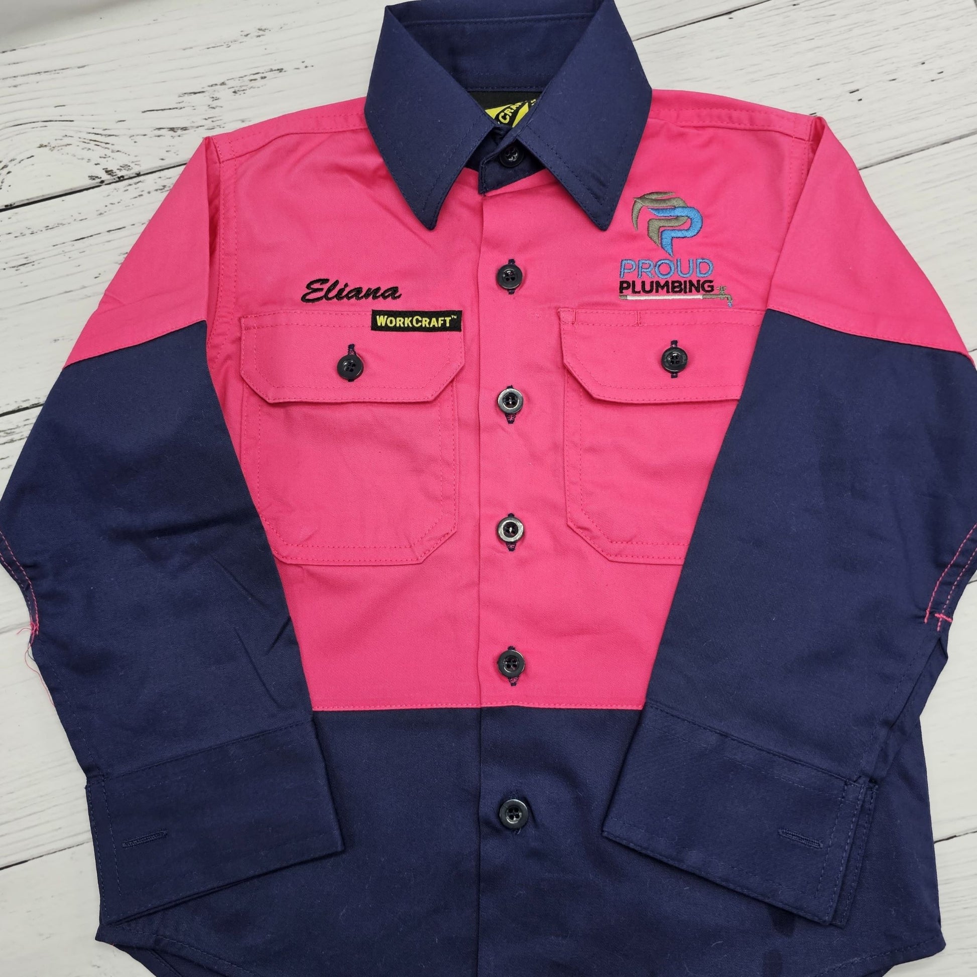 Pink Navy Hi Vis Personalised with Embroidery