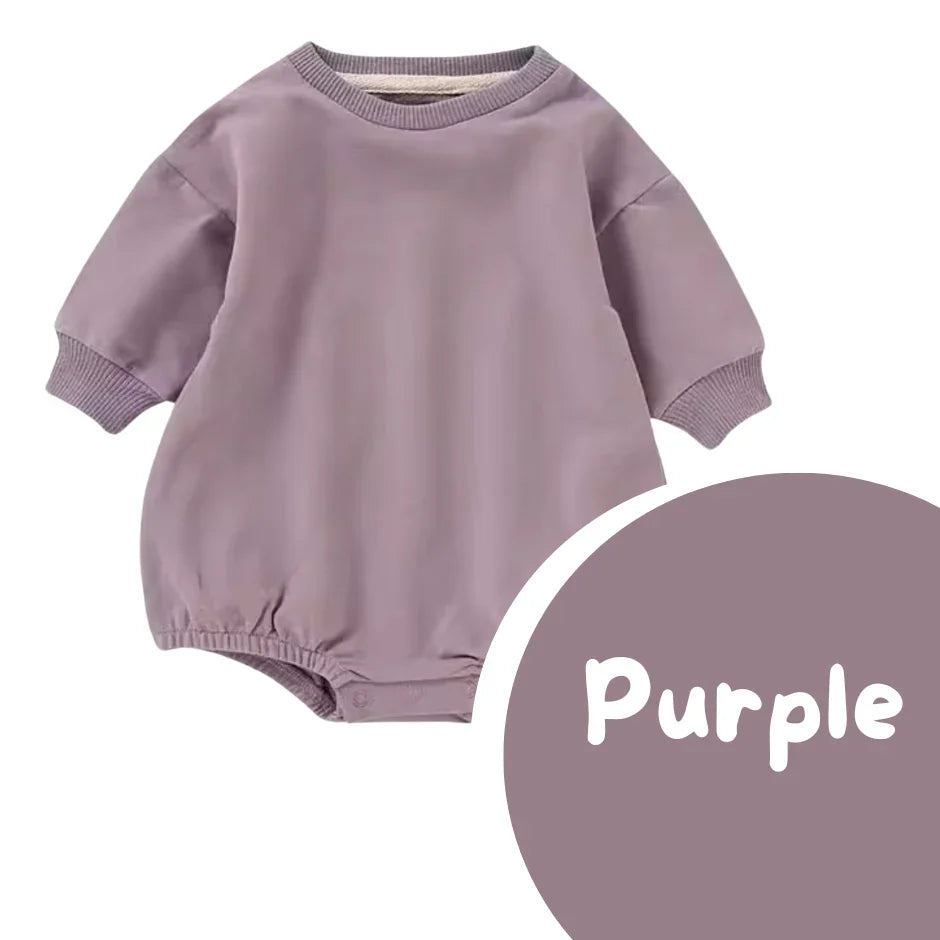 Purple Romper that can be personalised with baby or child name embroidery