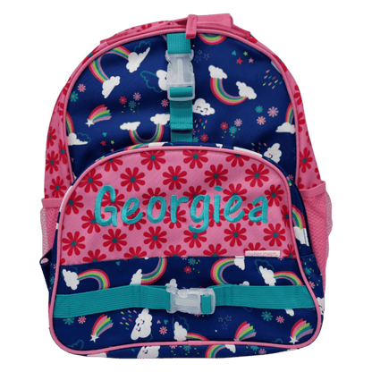 Rainbow print Stephen Joseph Kids or children backpack personalised with embroidery name