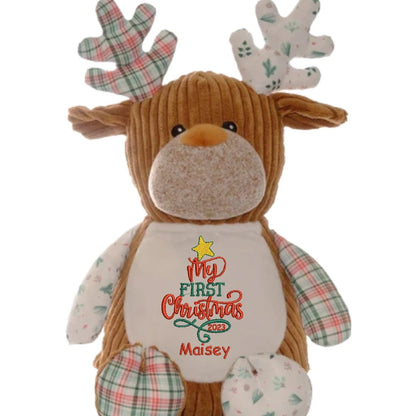 Winter Wonderland Christmas Cubby Teddy personalised with custom embroidery template