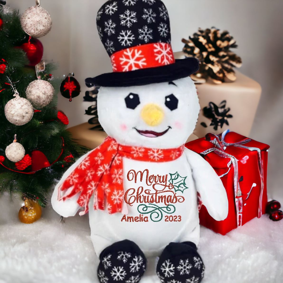 snowman teddy 1st christmas embroidered with child or baby name