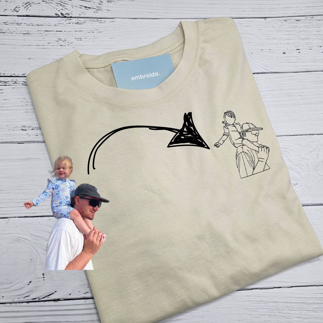 Custom Line Drawing Embroidered T-Shirts