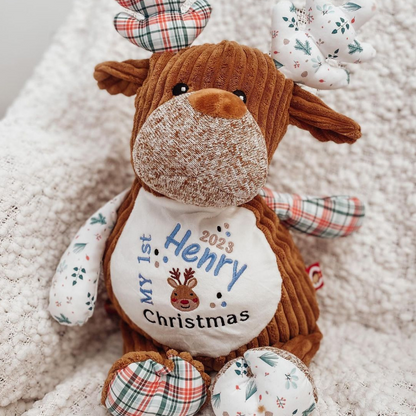 Winter Wonderland Christmas Cubby Teddy personalised with custom embroidery template